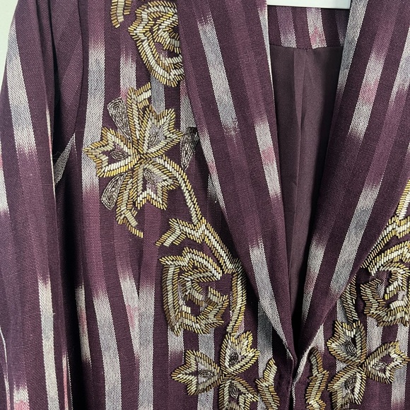 Soft Surroundings Women's Jacket Blazer Topkapi Ikat Printed Beaded Purple XL - Picture 3 of 8